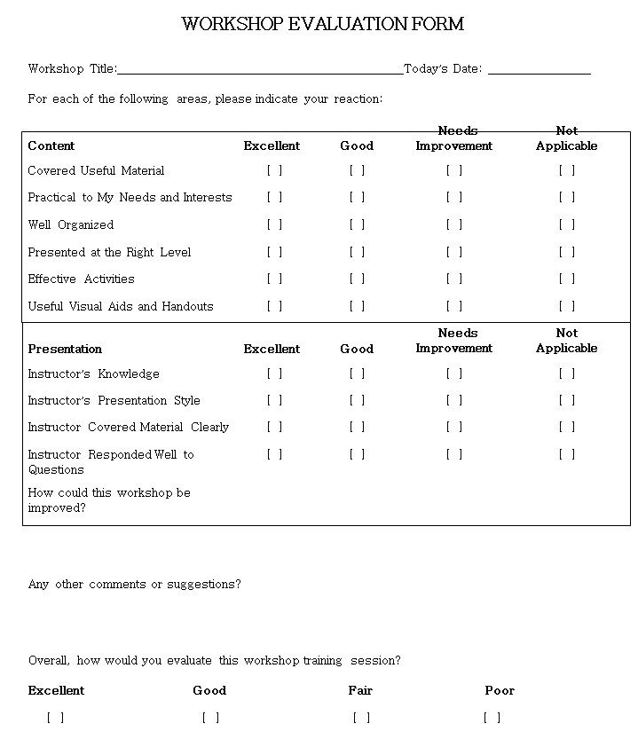 10 Sample Evaluation Sheet Template Business Template