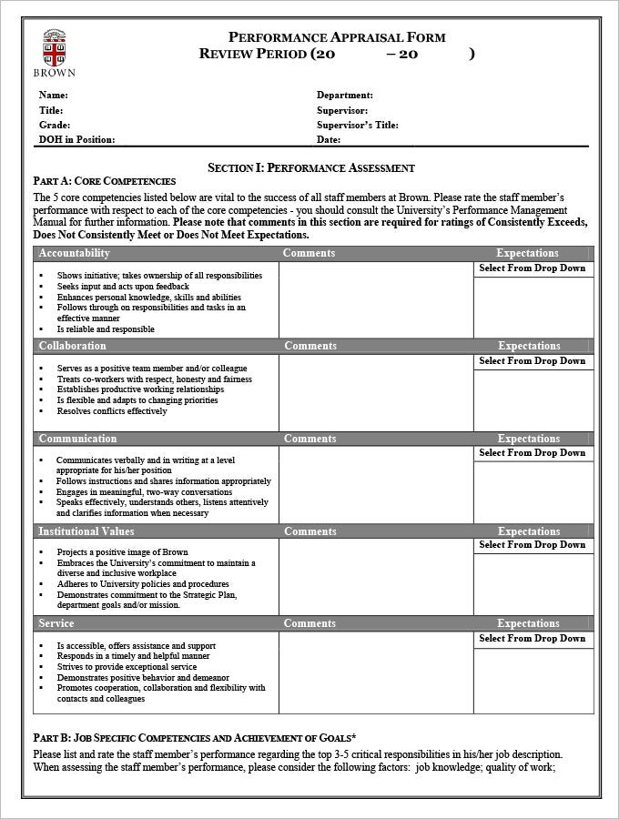 11 HR Appraisal Forms HR Templates Free Premium 