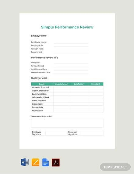 11 Sample Performance Review Templates PDF DOC Google 