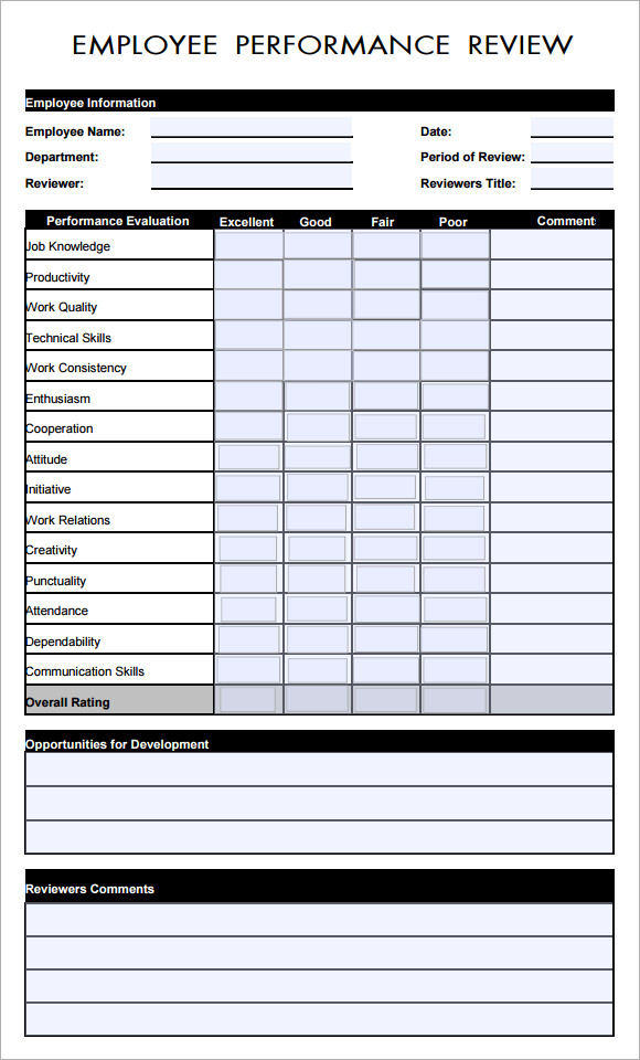 13 Employee Evaluation Form Sample Free Examples 