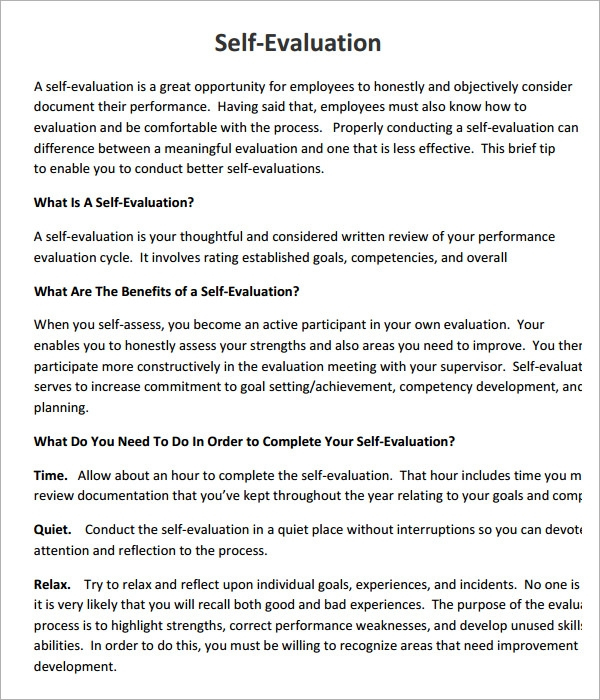 16 Sample Employee Self Evaluation Form PDF Word 