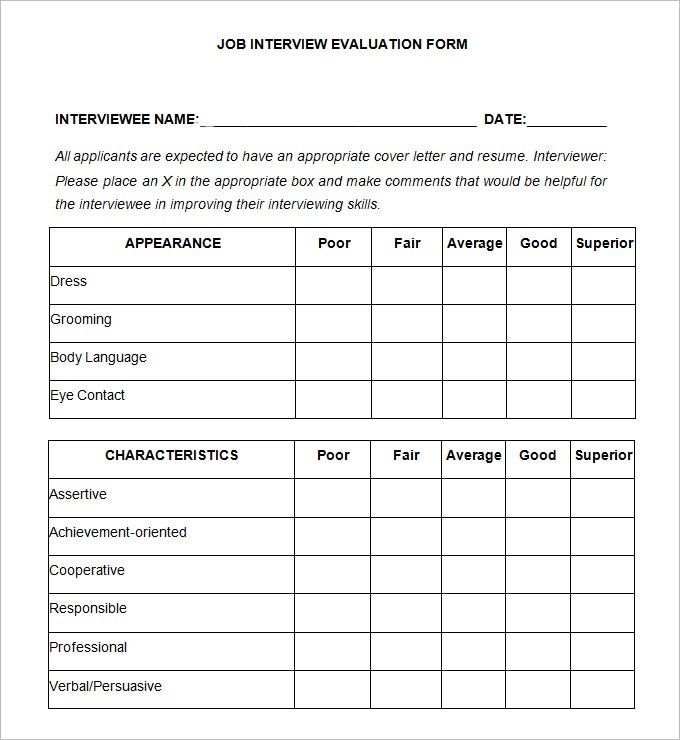 17 FREE Sample HR Evaluation Forms Examples Word PDF 