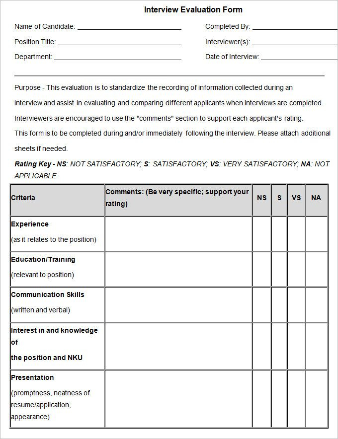 17 FREE Sample HR Evaluation Forms Examples Word PDF 