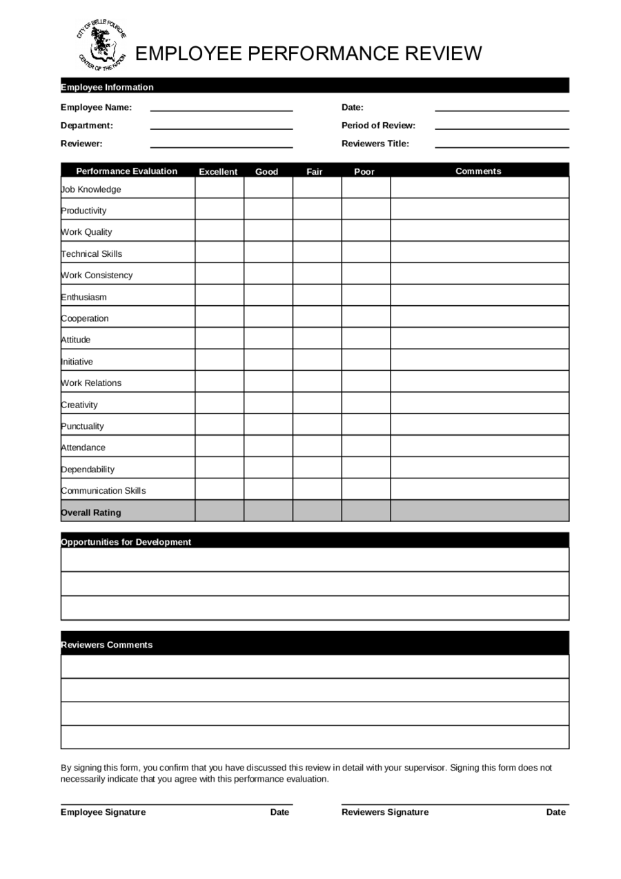 2018 Employee Evaluation Form Fillable Printable PDF 