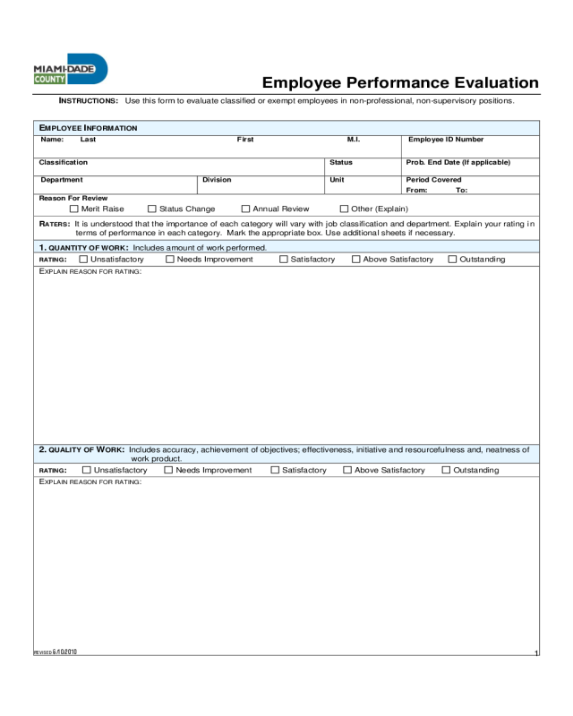 2021 Employee Performance Evaluation Form Fillable 