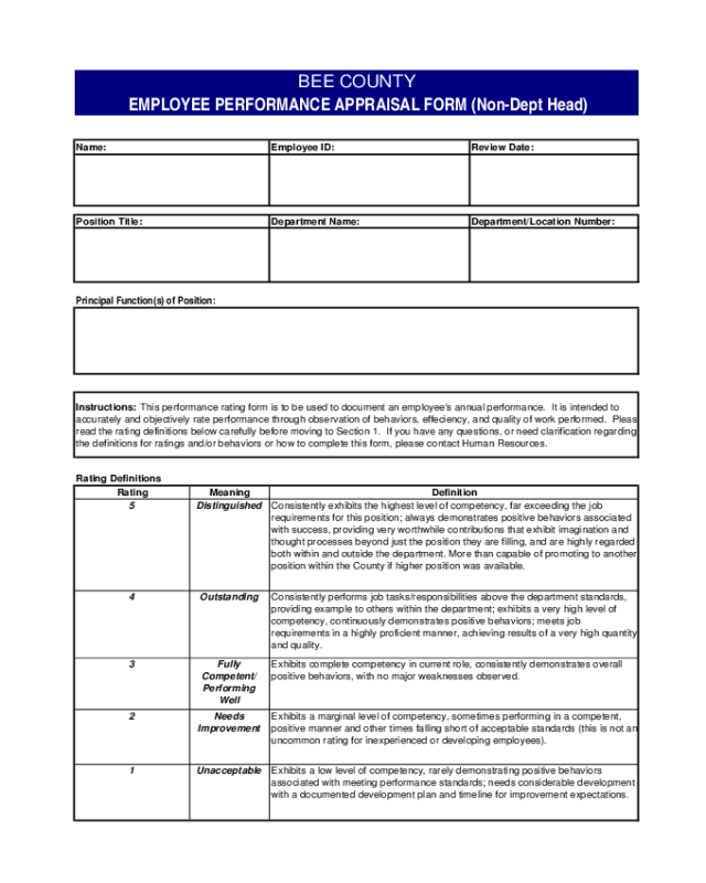 2021 Employee Performance Evaluation Form Fillable