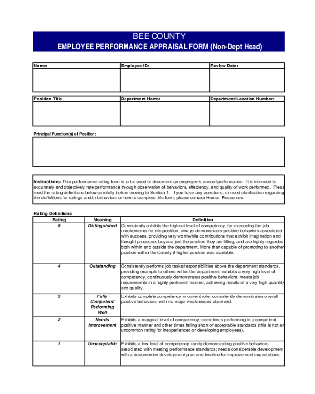 2021 Employee Performance Evaluation Form Fillable 