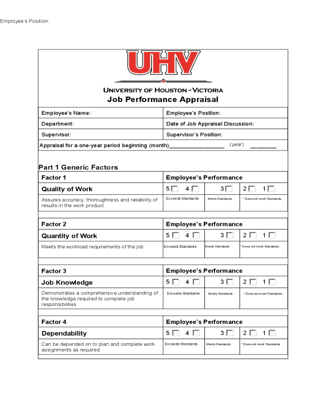 2021 Job Performance Evaluation Form Fillable Printable 