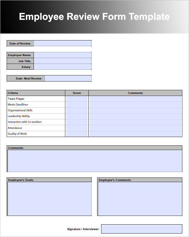 26 Employee Performance Review Templates Free Word Excel 