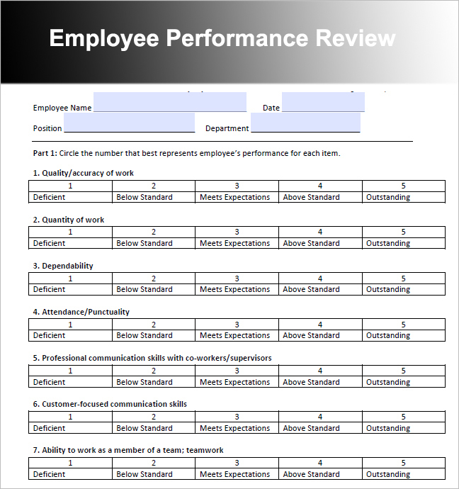 26 Employee Performance Review Templates Free Word Excel 