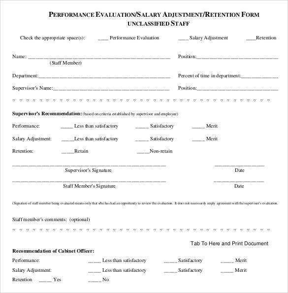 41 Sample Employee Evaluation Forms To Download Sample 