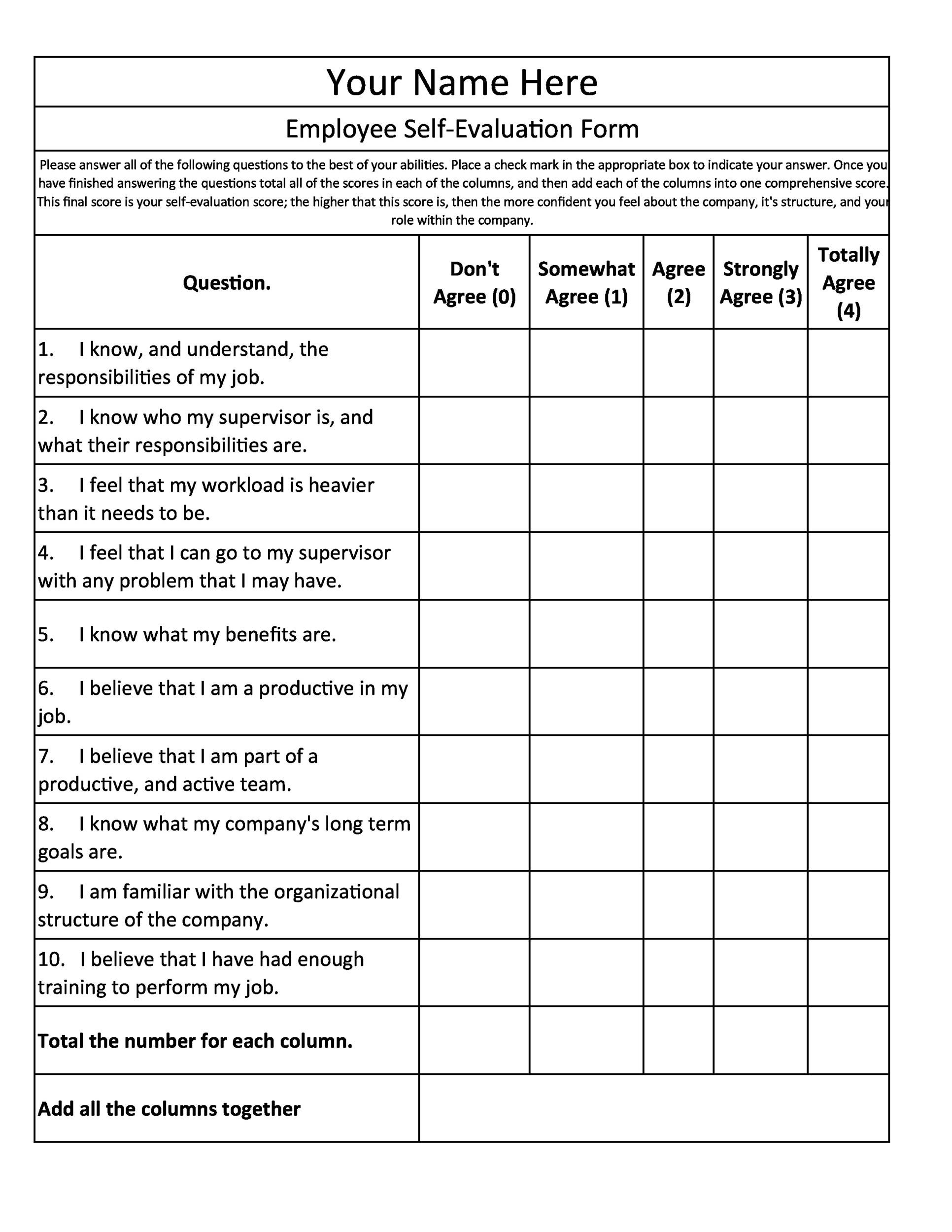 46 Employee Evaluation Forms Performance Review Examples