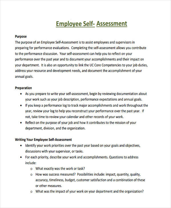 53 For Self Evaluation Samples Resume Format