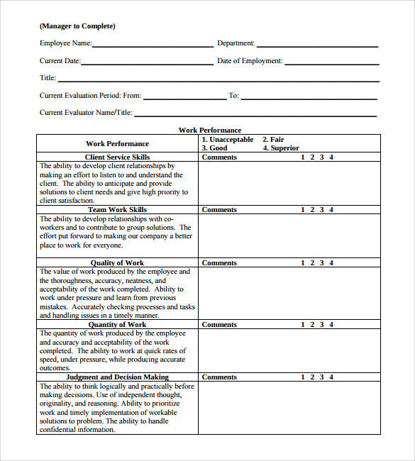 6 Employee Review Forms To Download Sample Templates