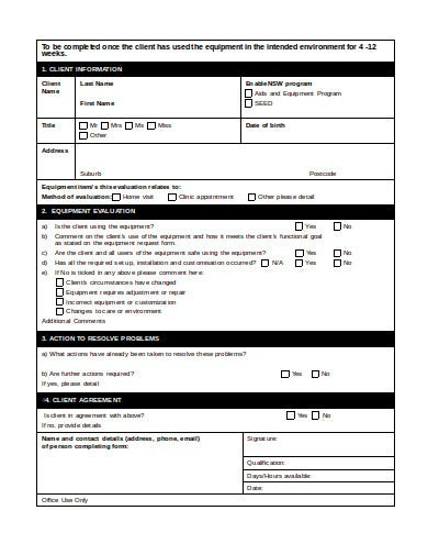 7 Equipment Evaluation Templates PDF DOC Free 