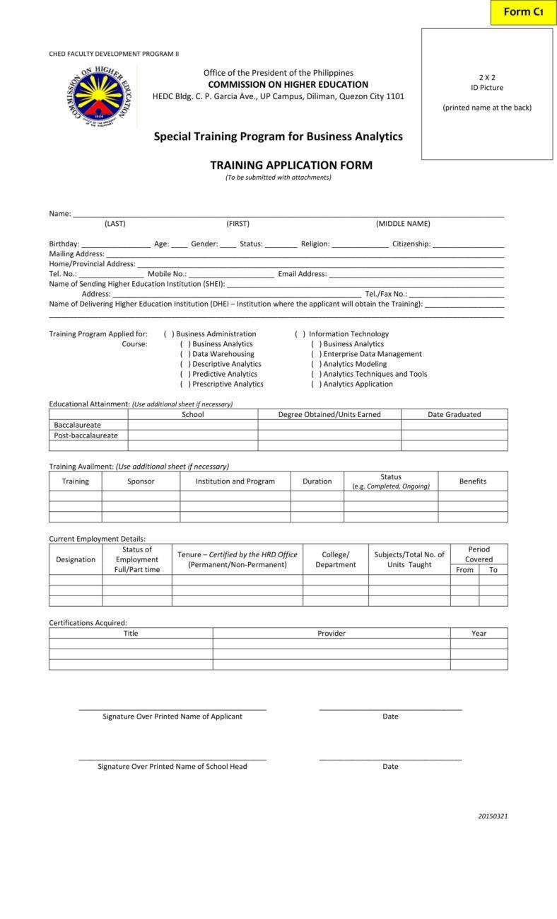 7 Training Application Form Templates PDF Free 