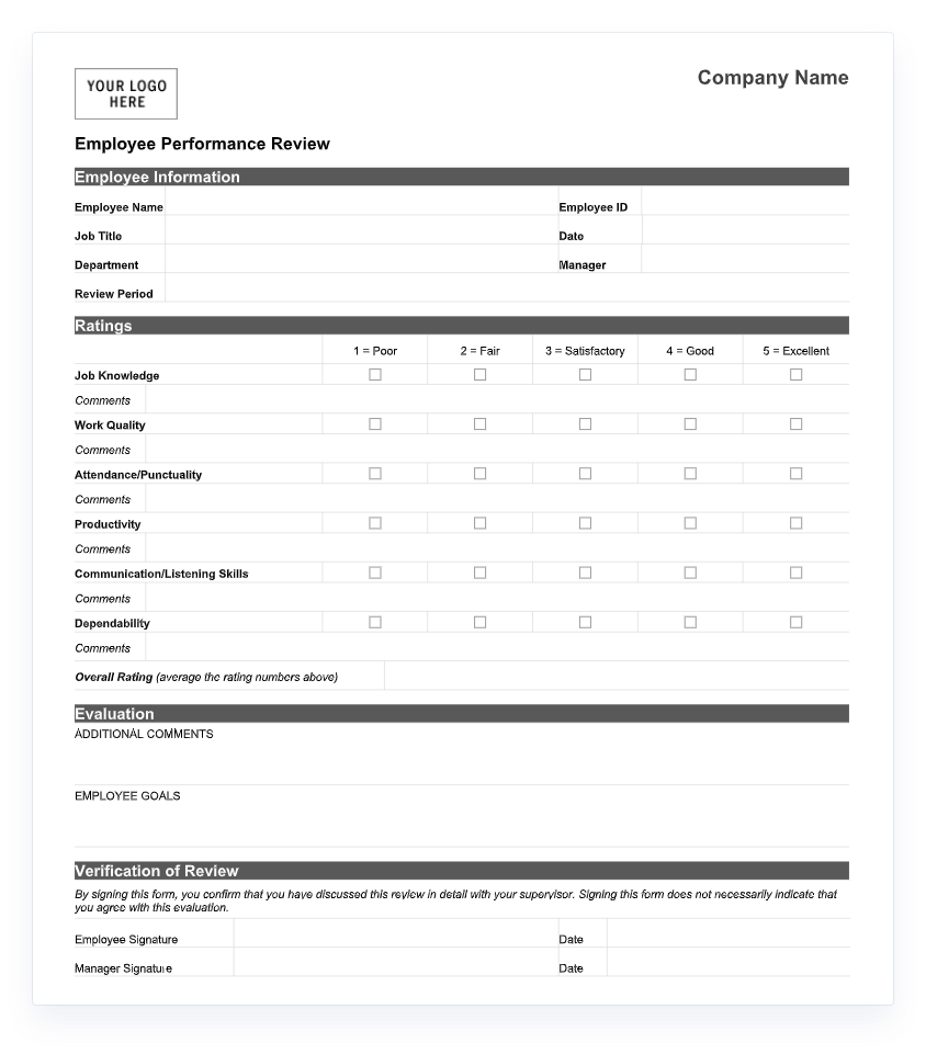 70 Free Employee Performance Review Templates Word PDF 