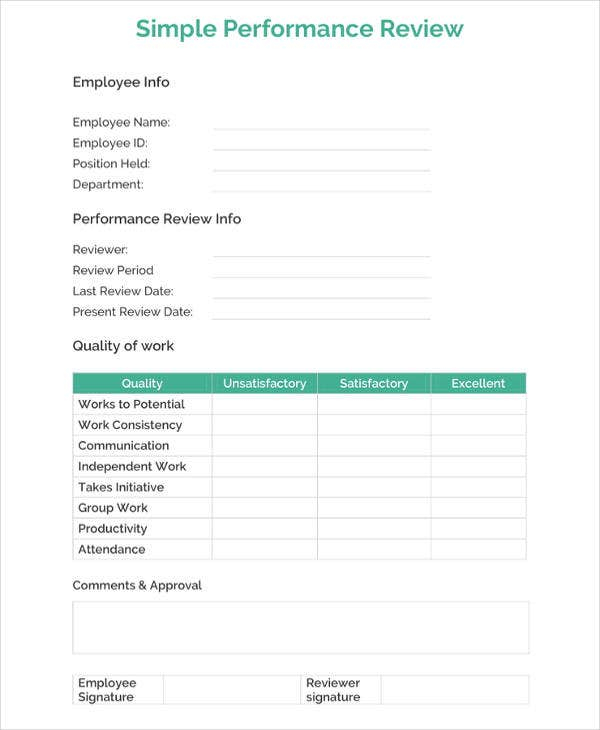 Performance Review Templates Free