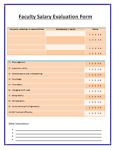 A Salary Evaluation Form Template Is Generally Issued To 