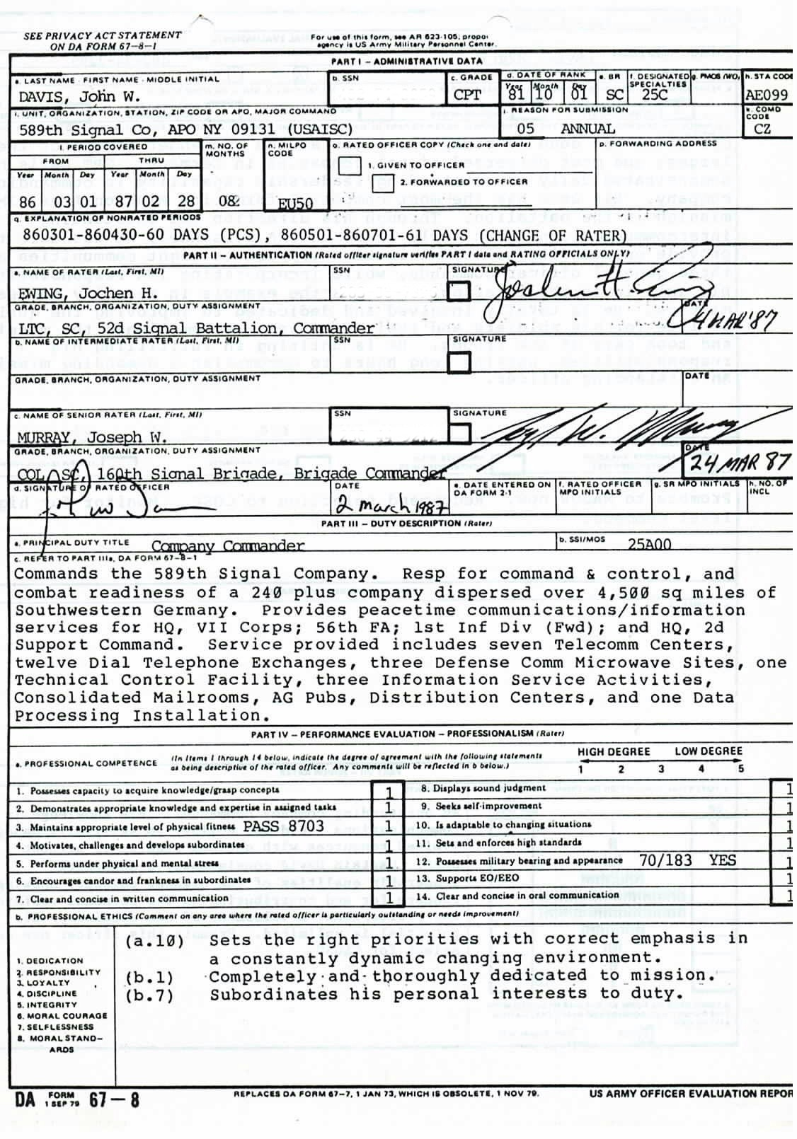 Army Evaluation Reports