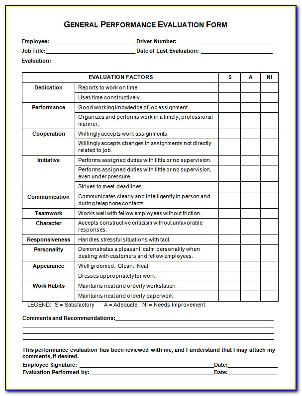 Free Employee Evaluation Forms Printable Free Printable Employee Evaluation Form