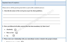 Construction Contractor Evaluation Form Sample Forms