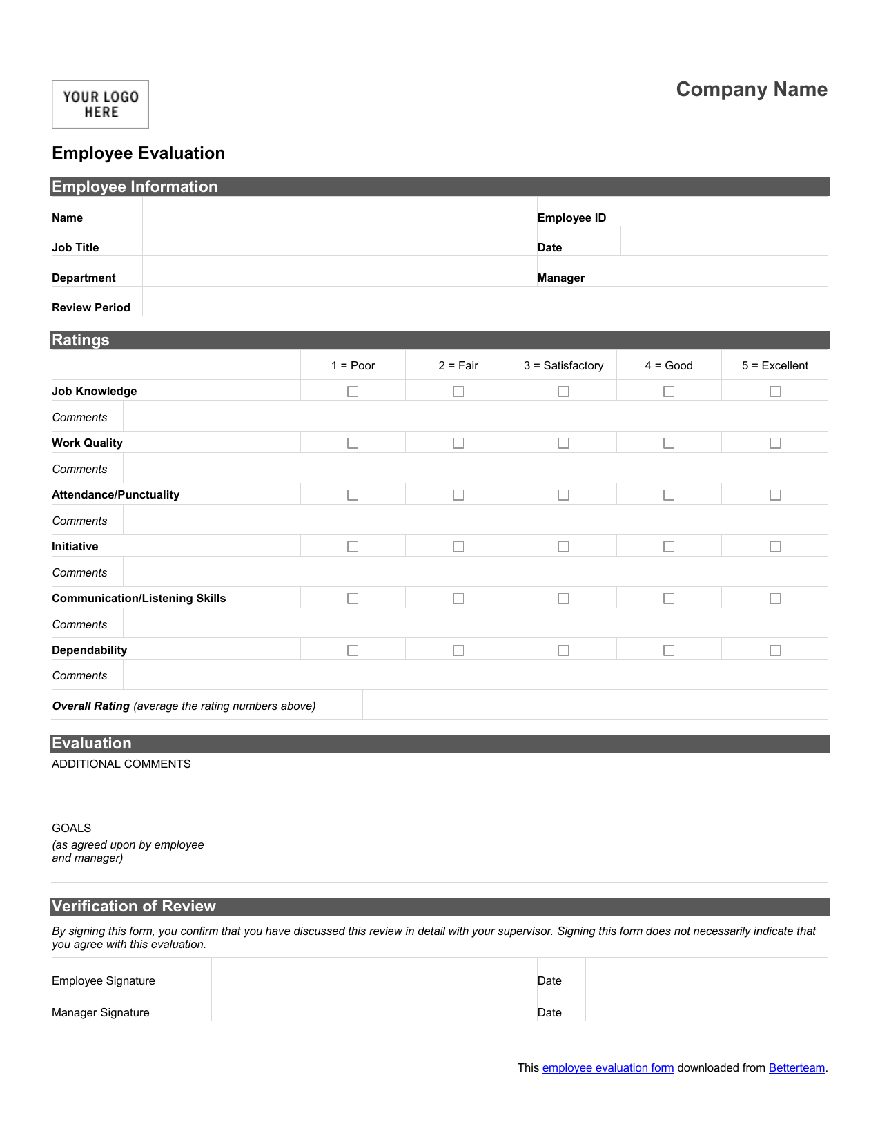 Employee evaluation form download 20170810