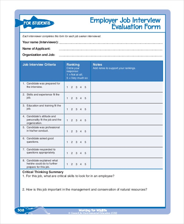 Employee Evaluation Form Example 13 Free Word PDF 