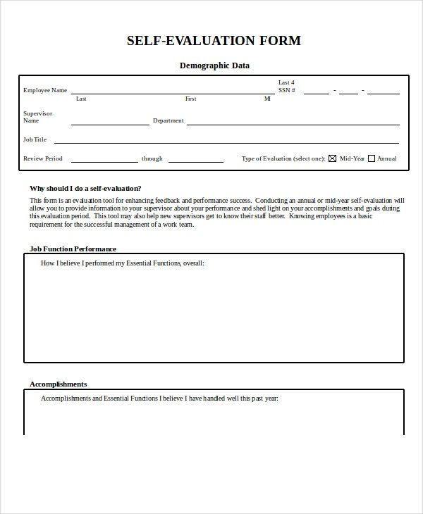 Employee Evaluation Form Example 13 Free Word PDF 