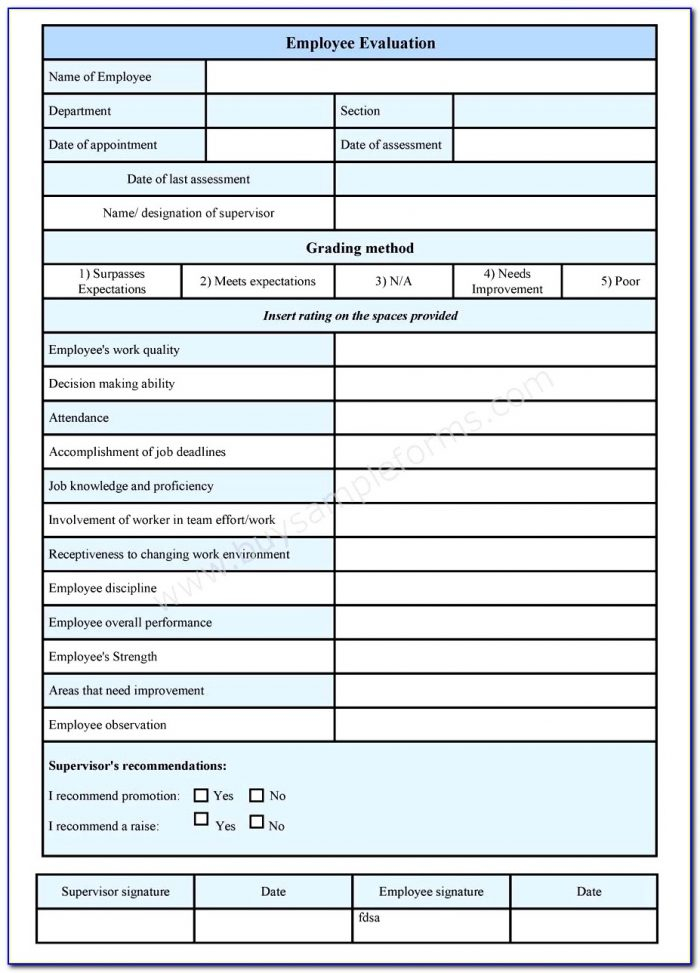 Employee Evaluation Form Pdf TemplateDose