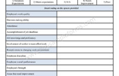 Employee Evaluation Form Template Word Addictionary