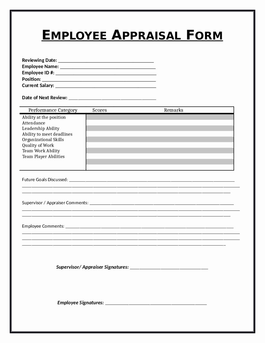 Employee Evaluation Form Template Word Fresh 2019 Employee 