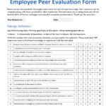 Employee Peer Evaluation Form Peer Evaluation Template