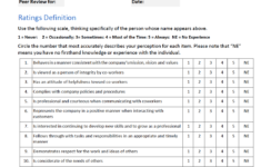 Employee Peer Evaluation Form Peer Evaluation Template