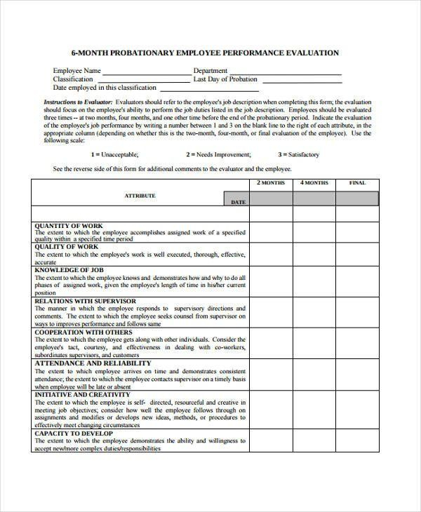 Employee Performance Evaluation Form Awesome Employee 