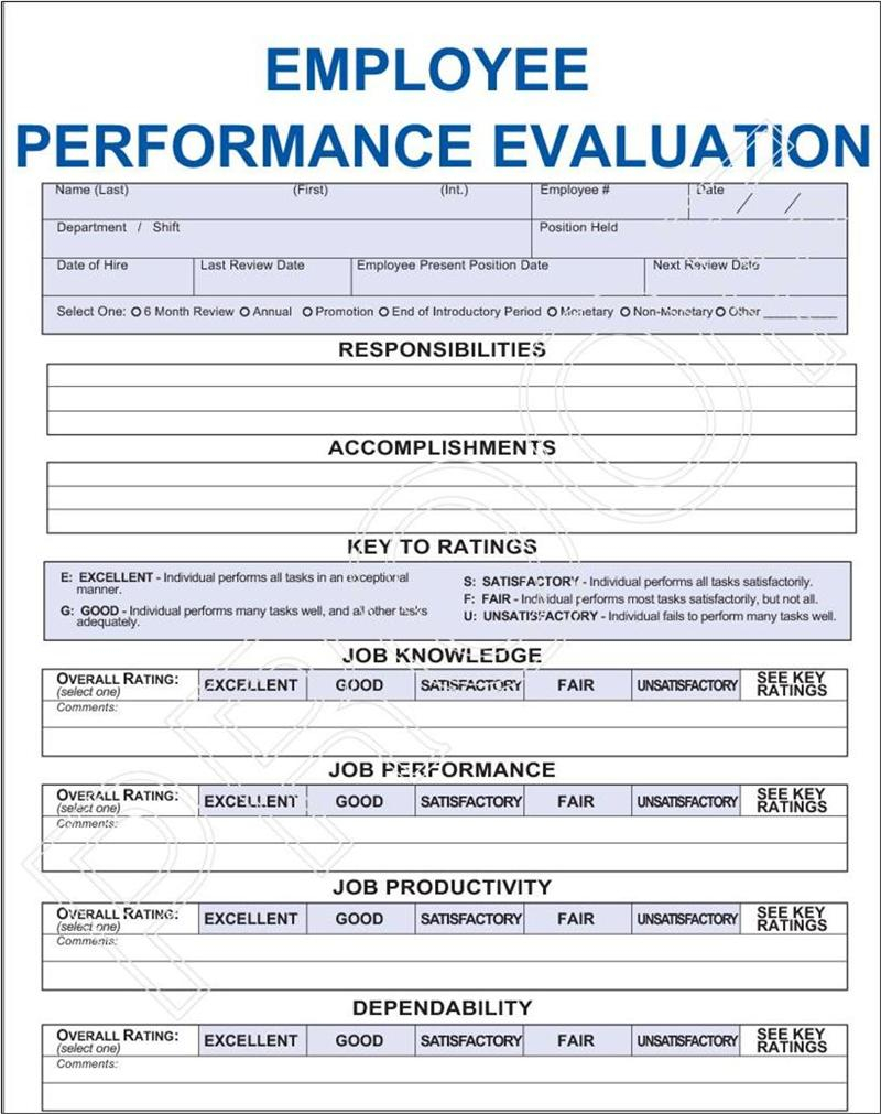 Employee Performance Evaluation Form Pdf 