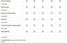 Employee Performance Evaluation Form Template Sample