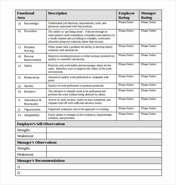 Employee Performance Evaluation Format New Free 13 Sample 