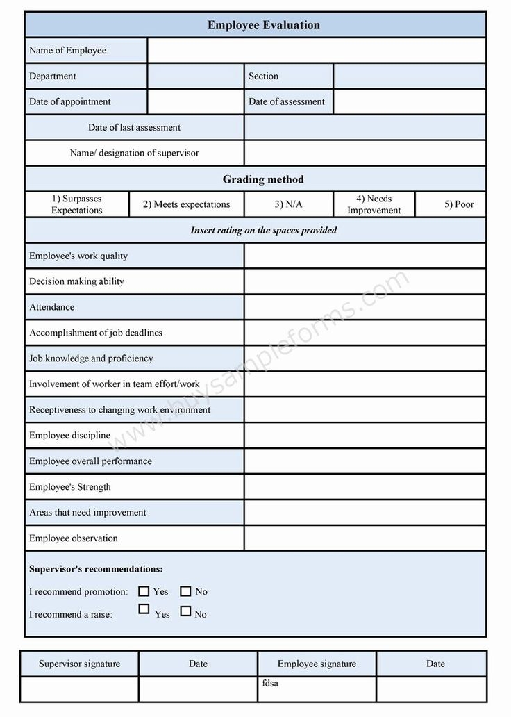 Employee Performance Evaluation Template Best Of Employee 