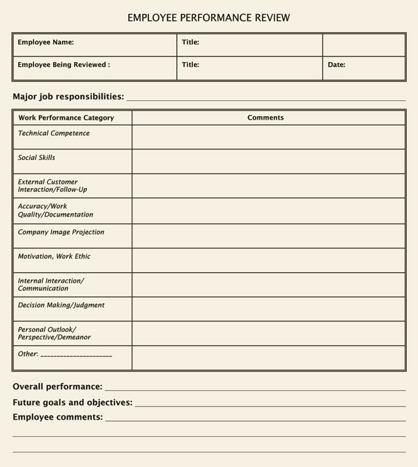 Employee Performance Evaluation Template Shatterlion info