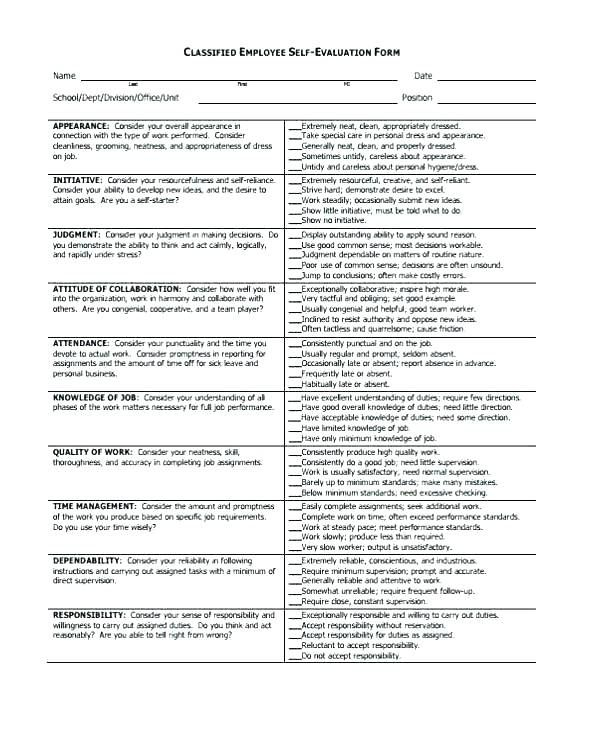 Employee Performance Review Comments Initiative Employee Evaluation Form