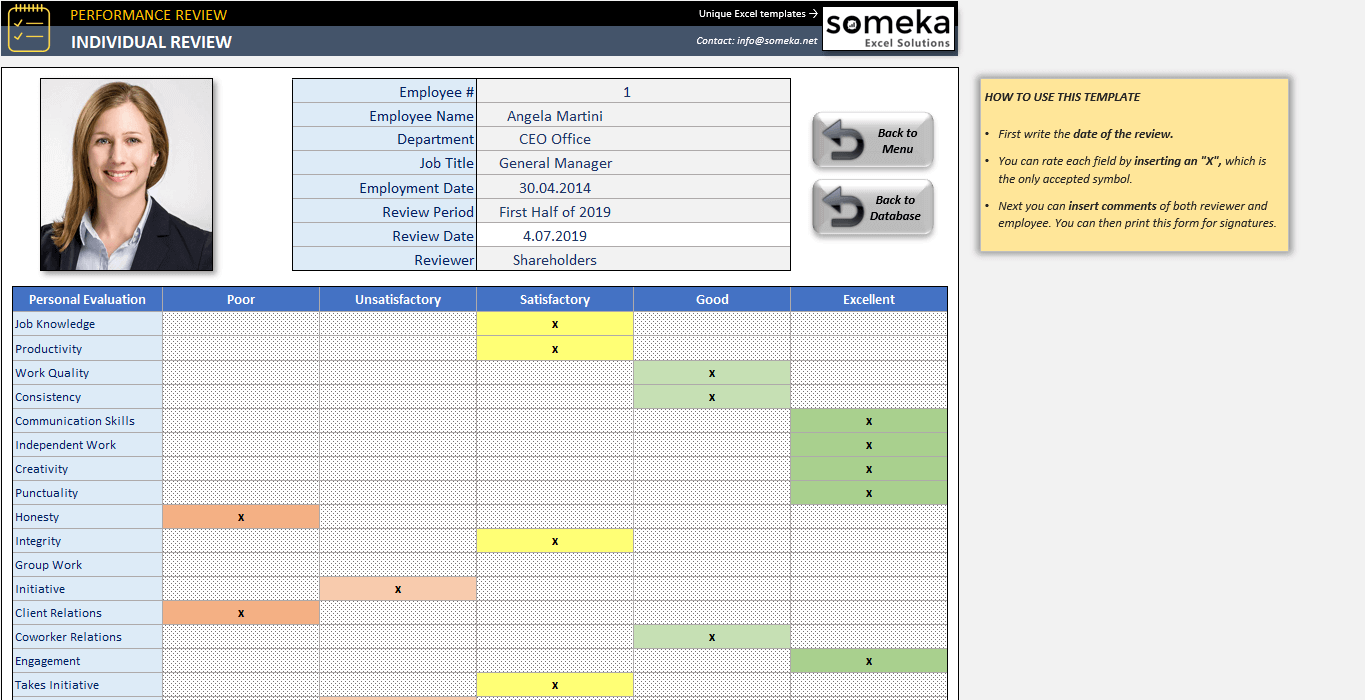 Employee Evaluation Template Excel 8158