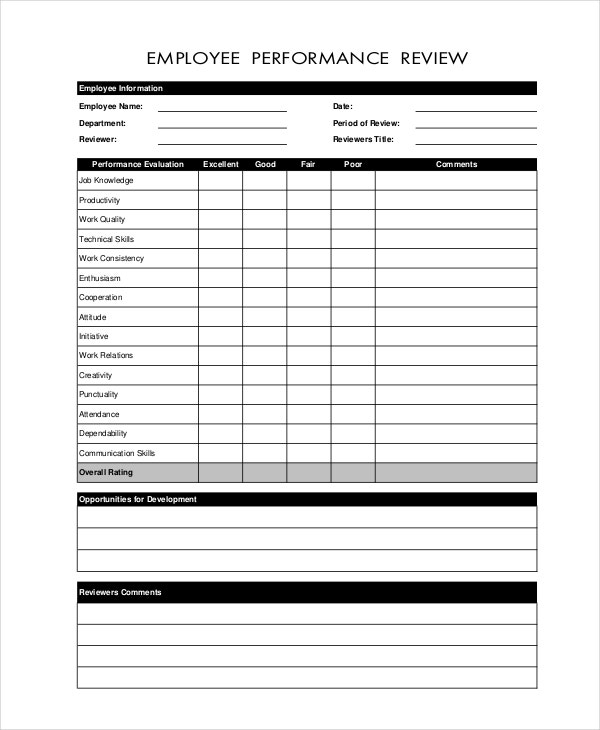 Employee Review Templates 13 Free PDF Documents 