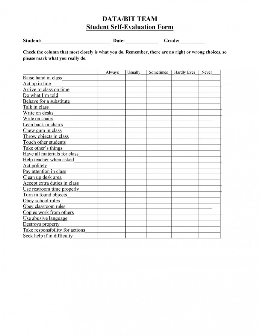 Student Daily Evaluation Form