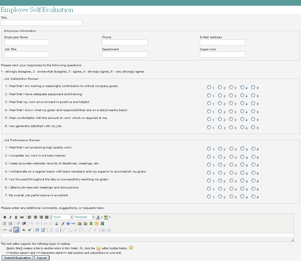 Employee Self Evaluation Novell User Communitites