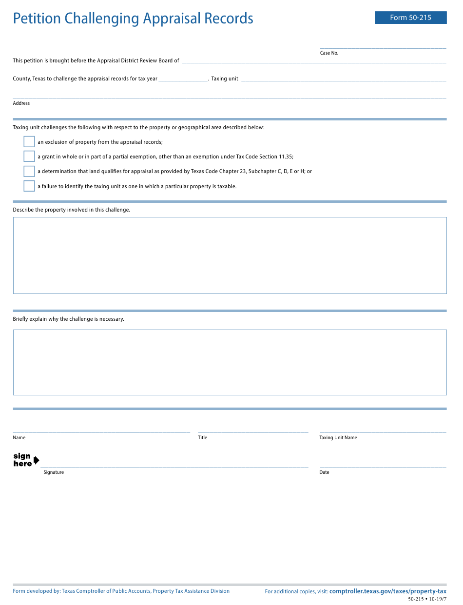 Form 50 215 Download Fillable PDF Or Fill Online Petition 