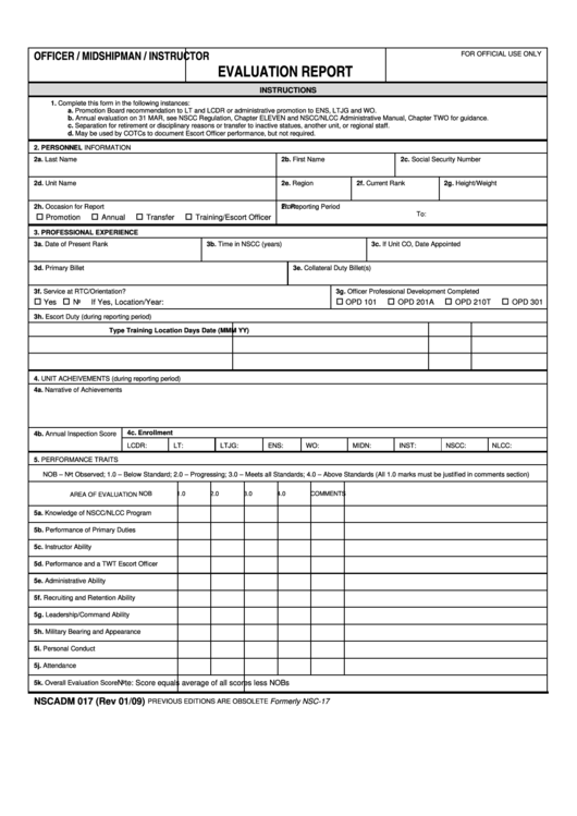 Form Nscadm 017 Officer Midshipman Instructor 