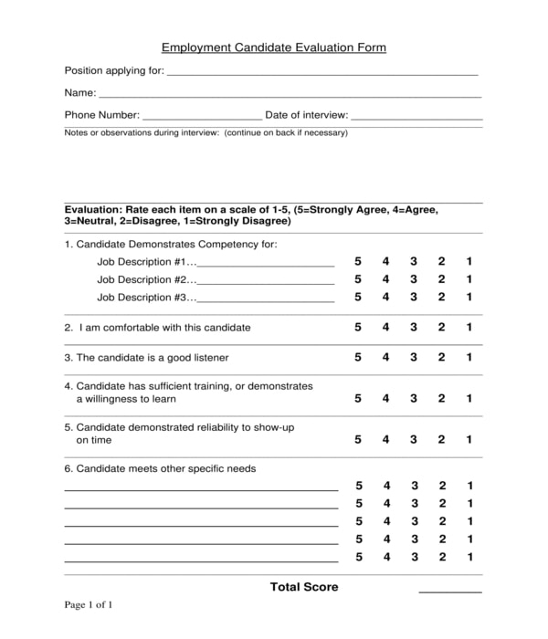 FREE 10 Candidate Evaluation Form Samples In PDF MS 