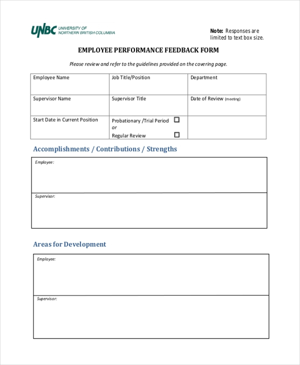 Employee Feedback Form Word Printable Forms