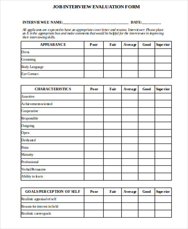 FREE 10 Sample Job Evaluation Forms In MS Word PDF